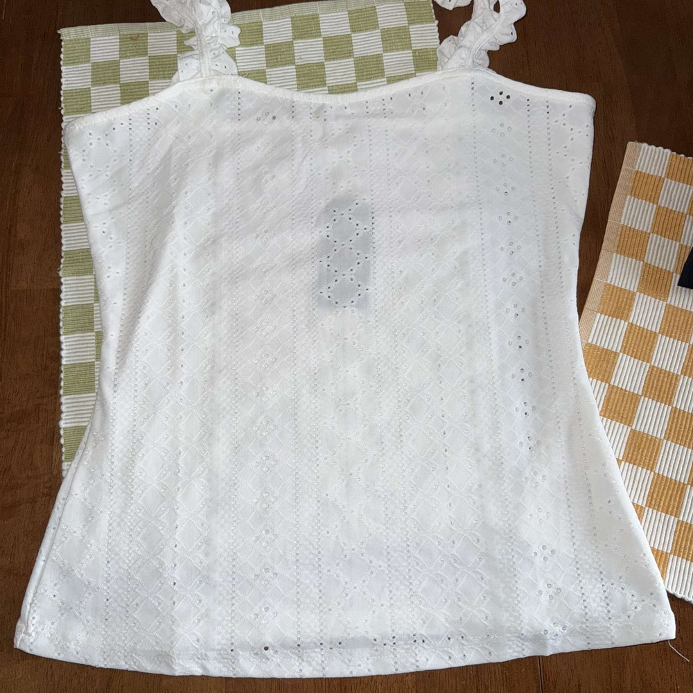 White Ruffled Fitted Sleeveless Camisole